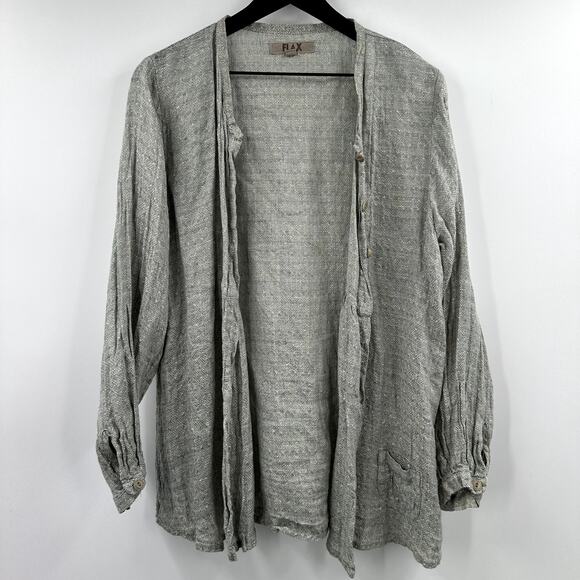 FLAX Longer Length Button Up 100% Cardigan Grey Size Small - Picture 1 of 8